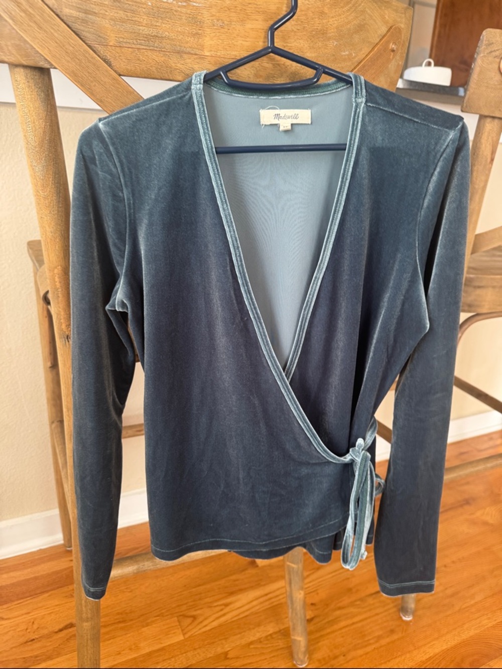 Velvet Wrap Top in Emerald Green